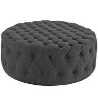 Round Upholstered Tufted Ottoman