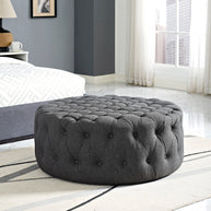 Round Upholstered Tufted Ottoman