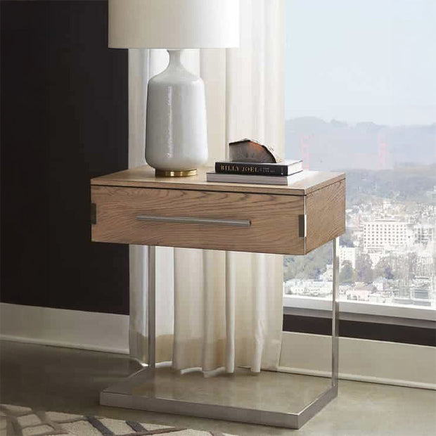 1-Drawer Gray Oak Nightstand