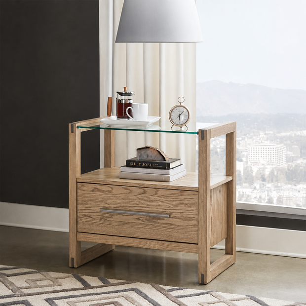 Oak & Glass Nightstand