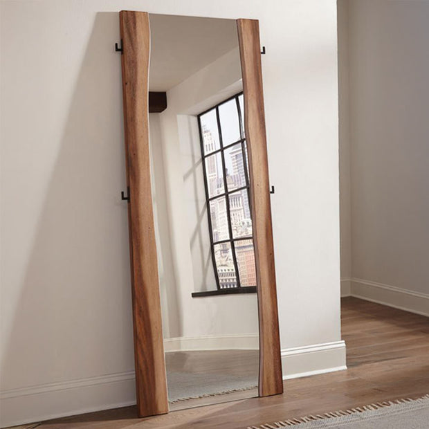 Rustic Smoky Walnut Floor Mirror