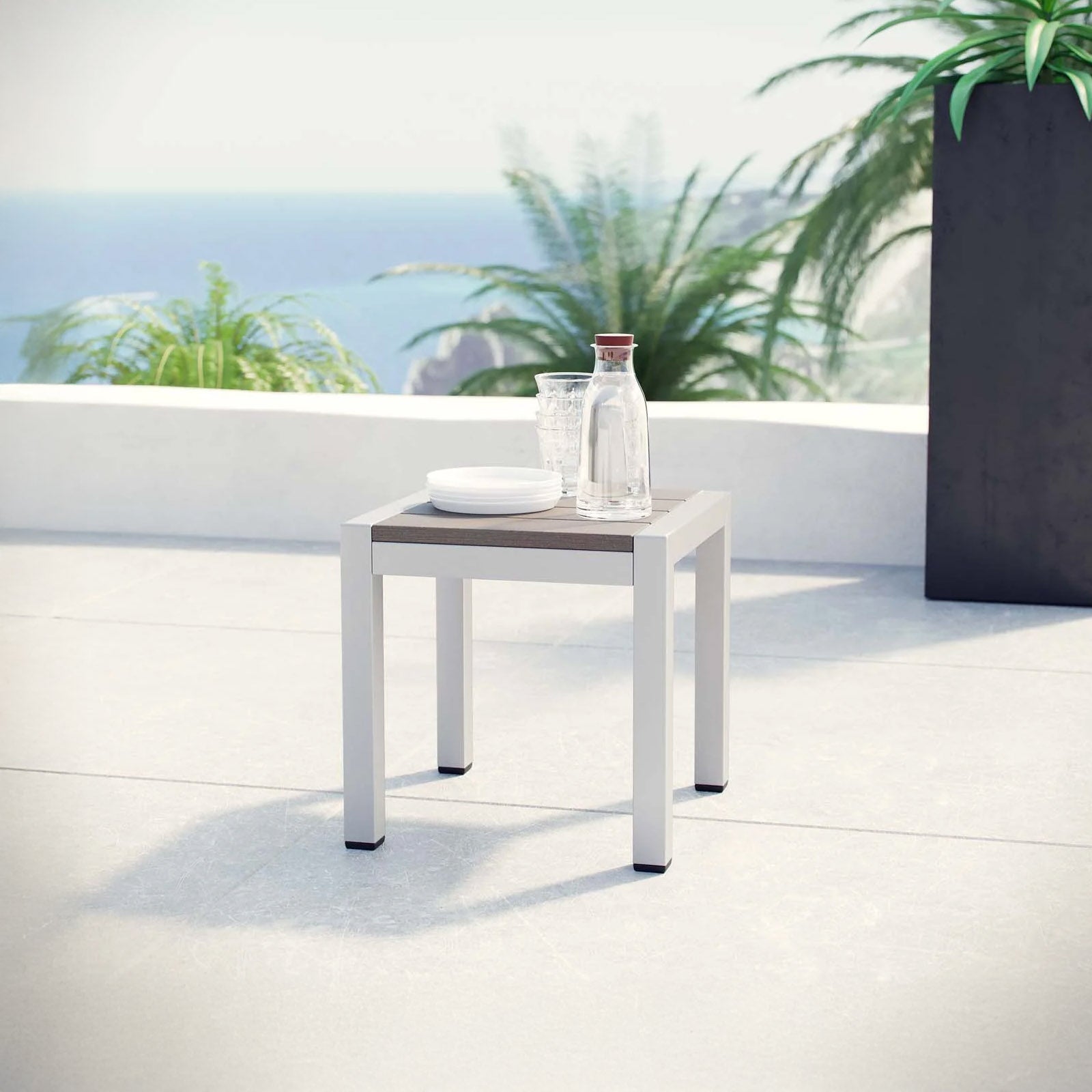 Contemporary Aluminum Outdoor Side Table