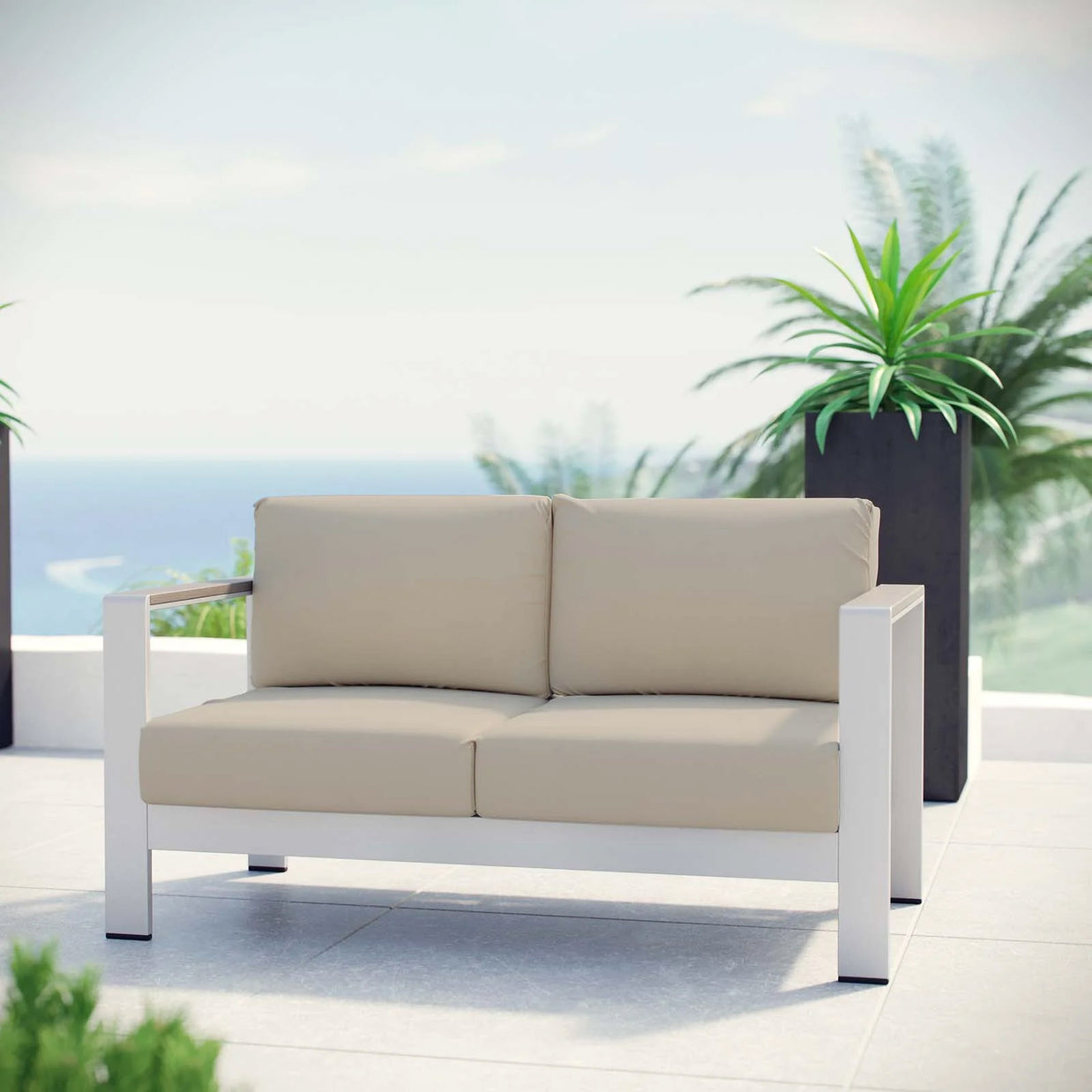 Contemporary Aluminum Outdoor Loveseat