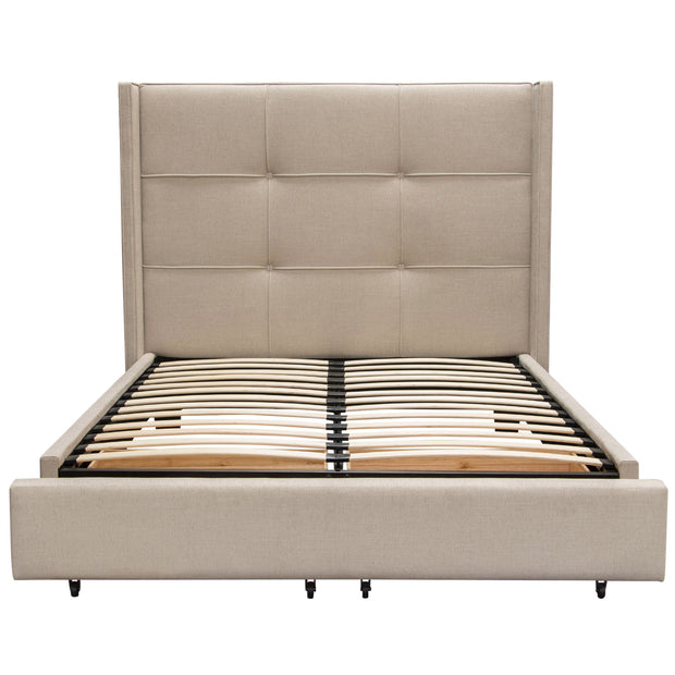 Button Tufted Platform Bed w/ Storage