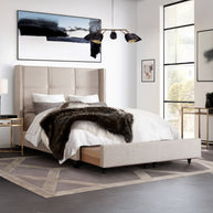 Button Tufted Platform Bed w/ Storage