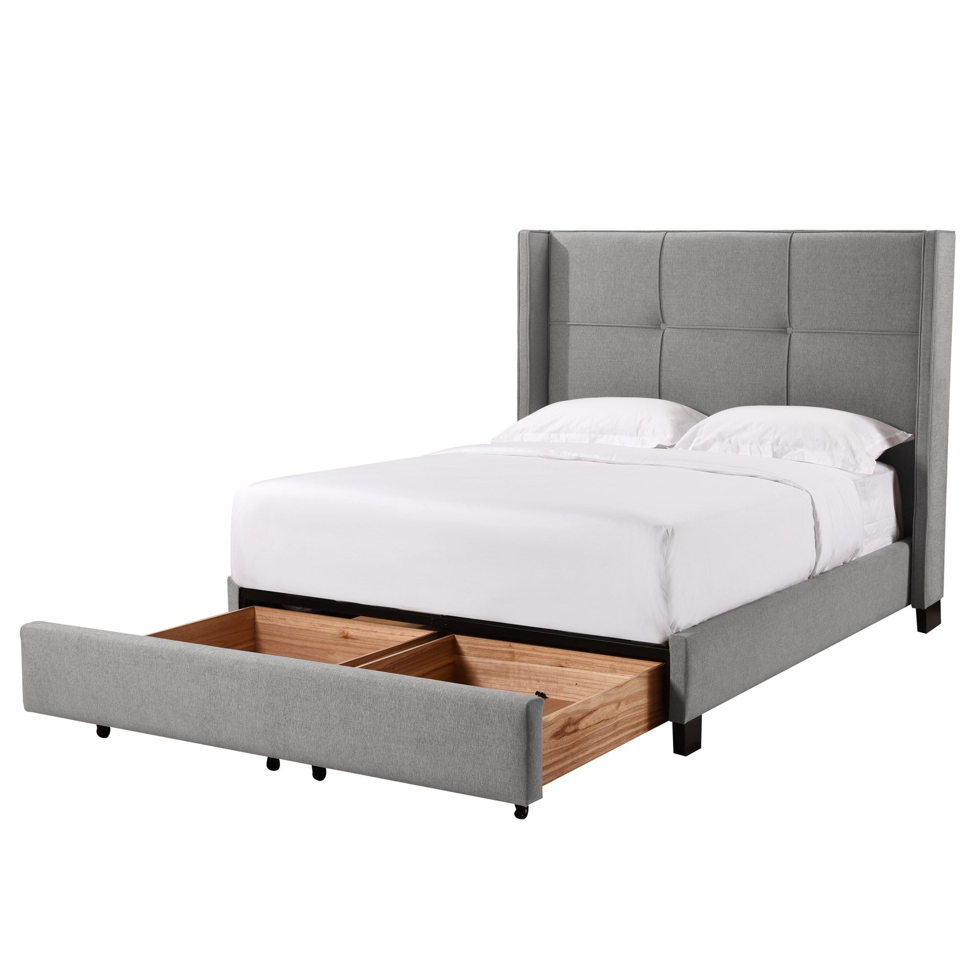 Button Tufted Platform Bed w/ Storage