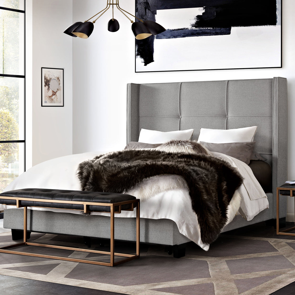 Button Tufted Platform Bed w/ Storage
