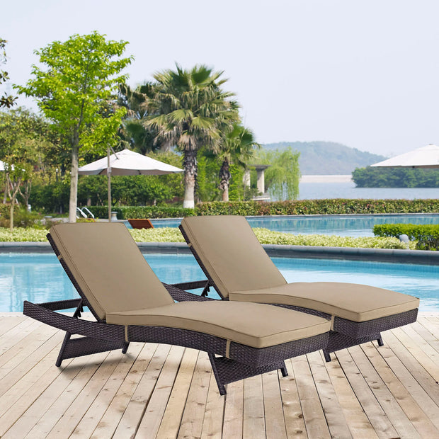 Outdoor Faux Rattan Chaise Set