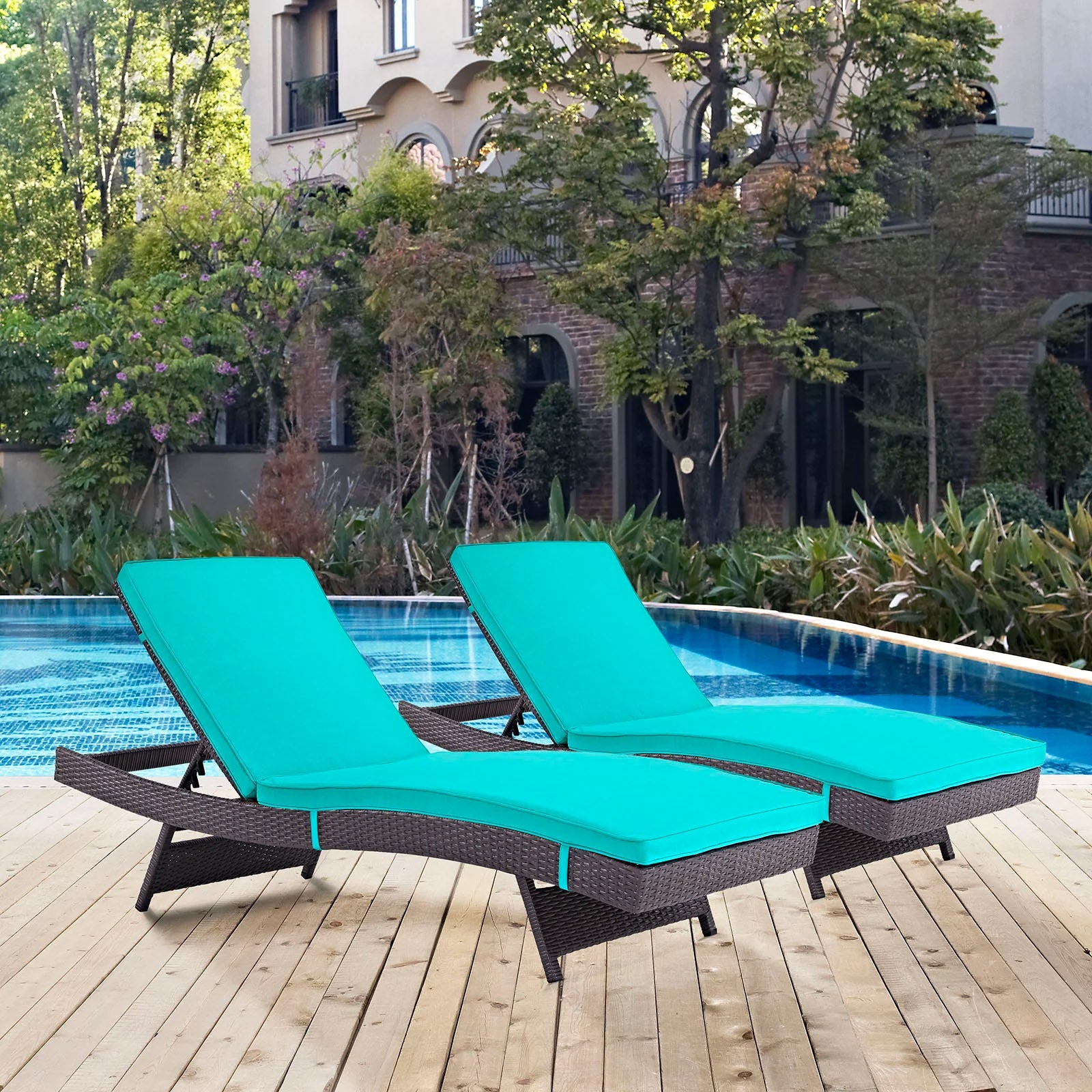 Outdoor Faux Rattan Chaise Set