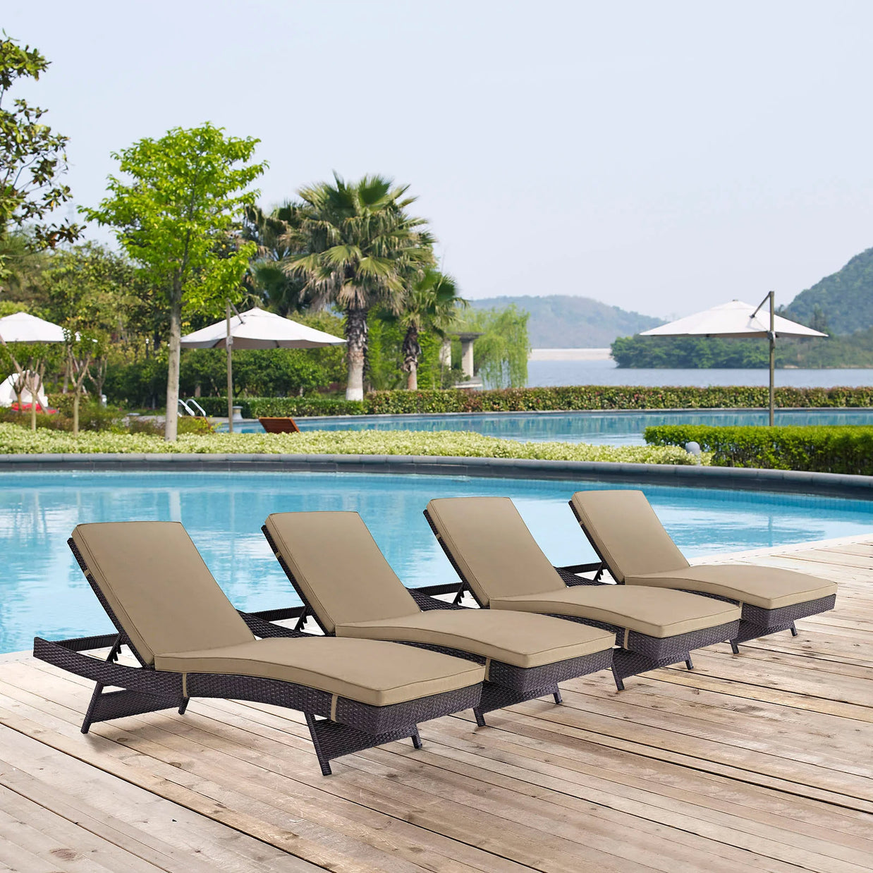 Outdoor Faux Rattan Chaise Set