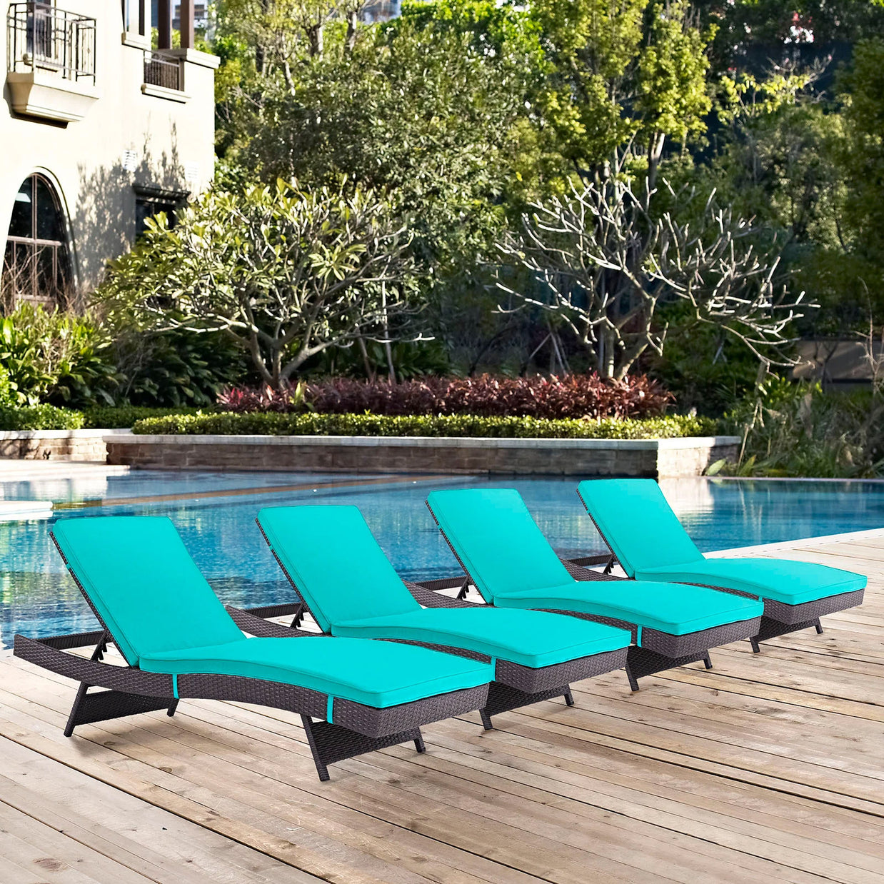 Outdoor Faux Rattan Chaise Set
