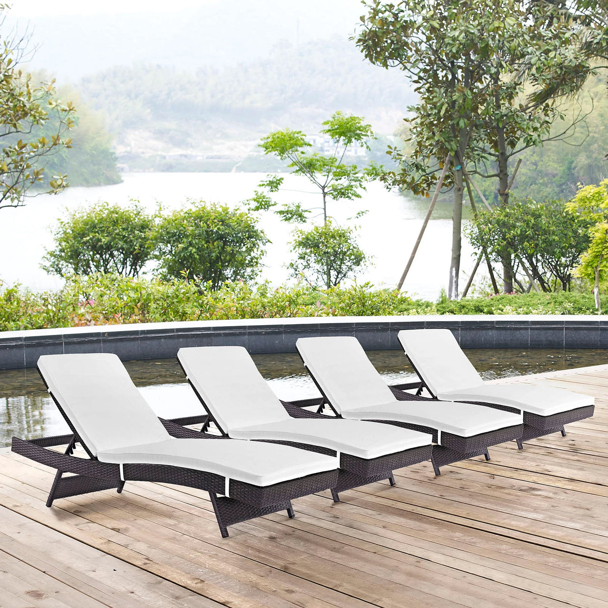 Outdoor Faux Rattan Chaise Set