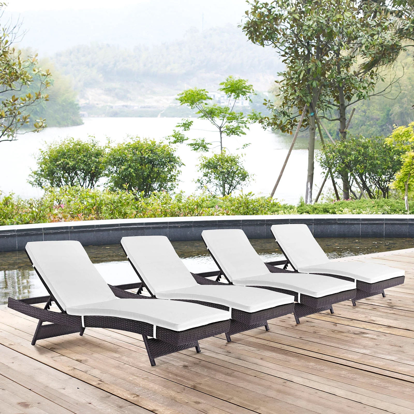 Outdoor Faux Rattan Chaise Set