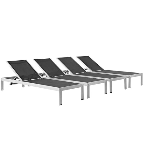 Outdoor Aluminum 4 PC Mesh Chaise Set