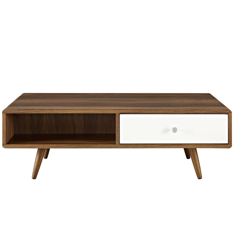 Walnut & White Mid-Century Coffee Table