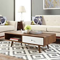 Walnut & White Mid-Century Coffee Table