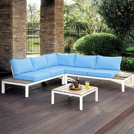 Bright Blue Sectional W/ Ottoman