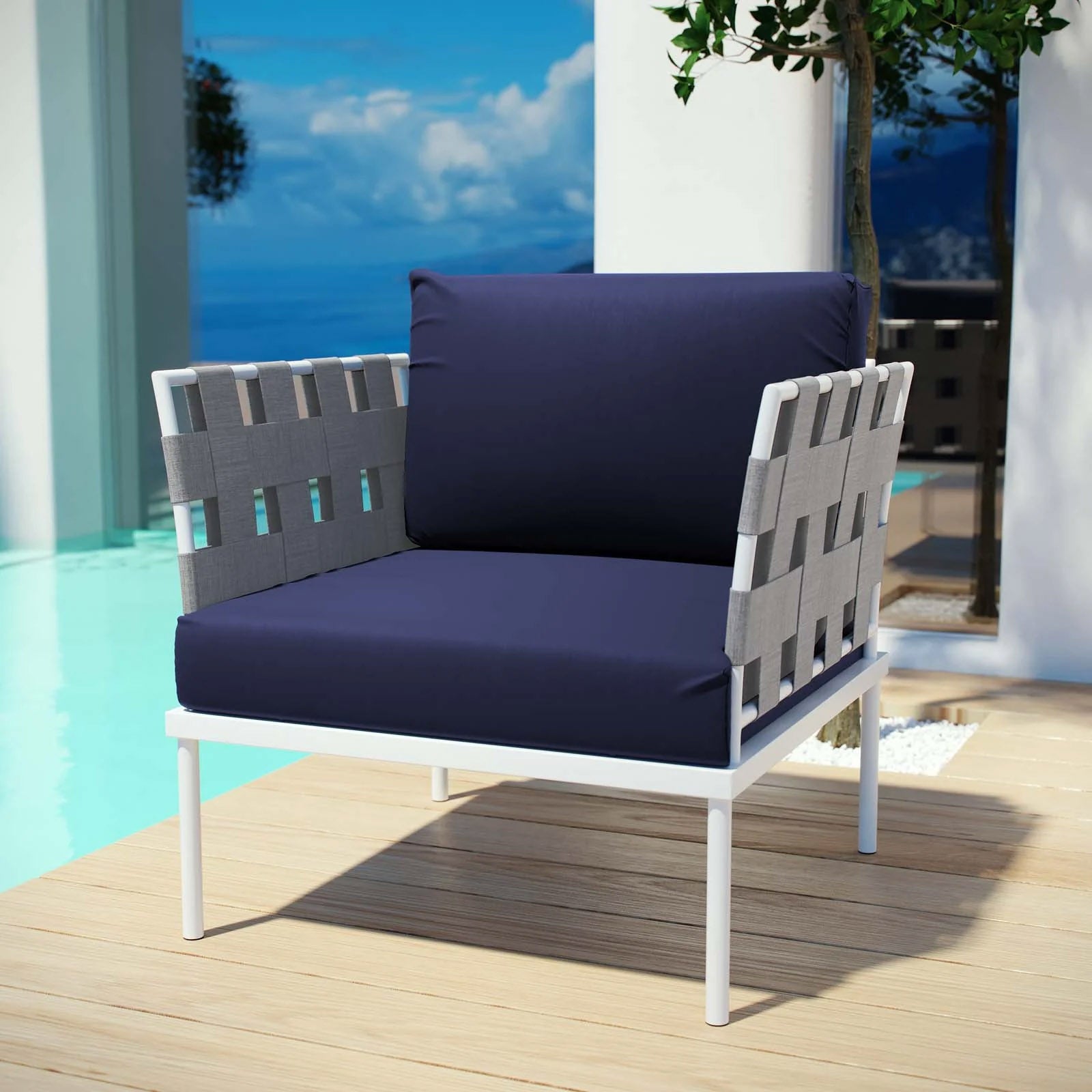 Outdoor Aluminum & Fabric Weave Armchair