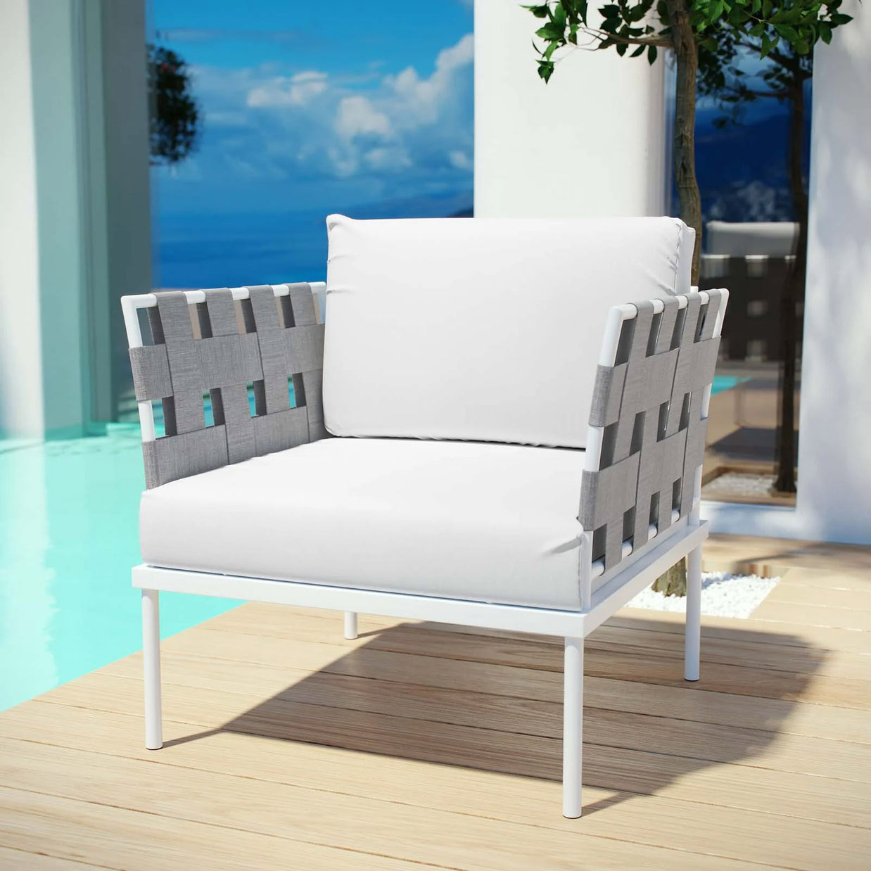 Outdoor Aluminum & Fabric Weave Armchair