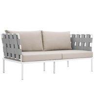 Outdoor Aluminum & Fabric Weave Loveseat
