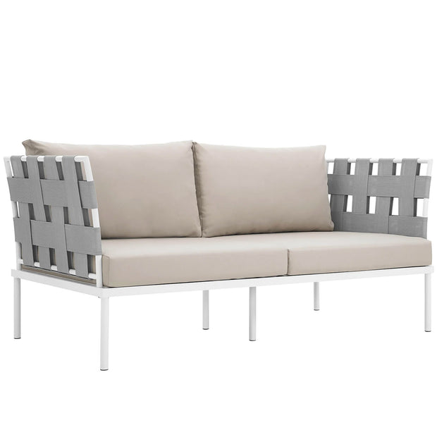 Outdoor Aluminum & Fabric Weave Loveseat