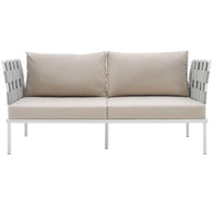 Outdoor Aluminum & Fabric Weave Loveseat