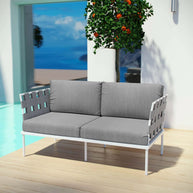 Outdoor Aluminum & Fabric Weave Loveseat