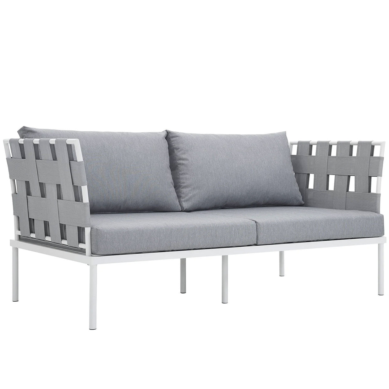 Outdoor Aluminum & Fabric Weave Loveseat