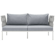 Outdoor Aluminum & Fabric Weave Loveseat
