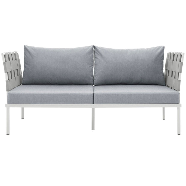 Outdoor Aluminum & Fabric Weave Loveseat