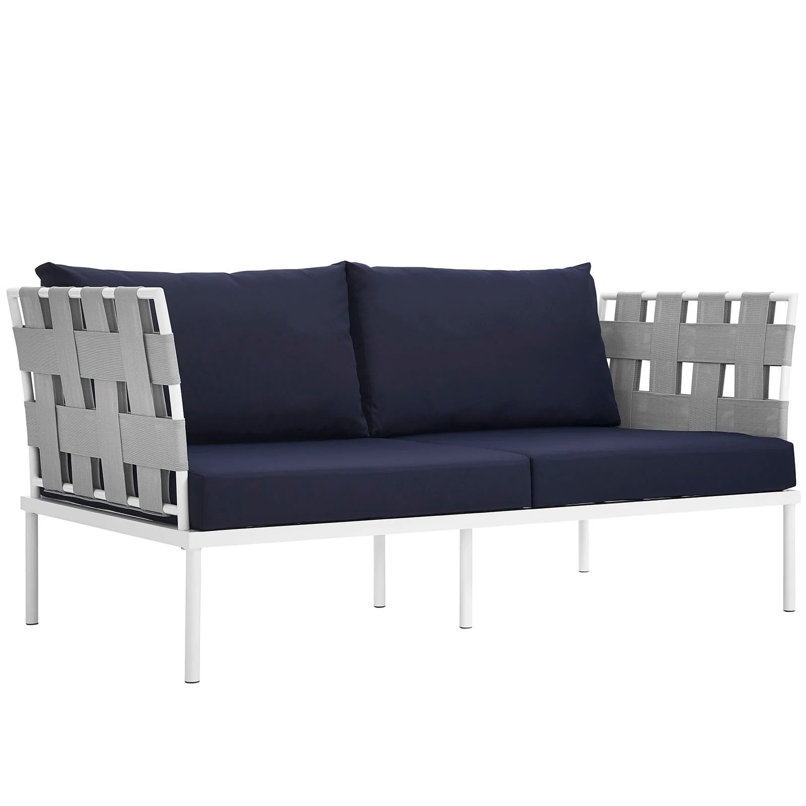 Outdoor Aluminum & Fabric Weave Loveseat