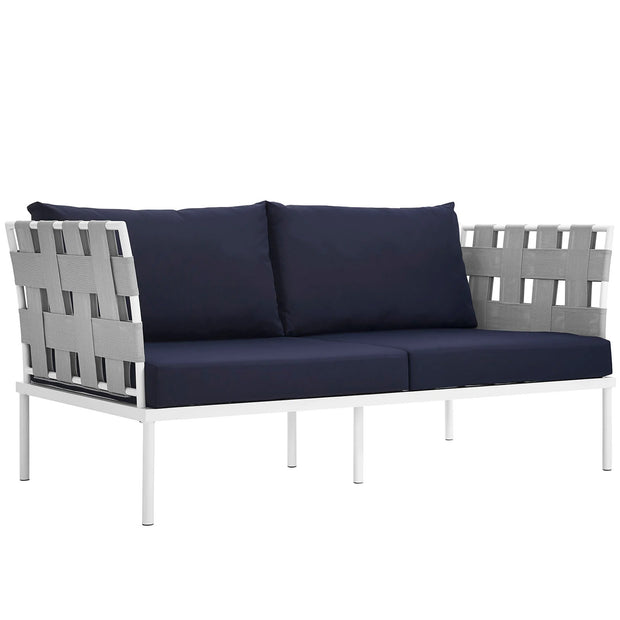 Outdoor Aluminum & Fabric Weave Loveseat