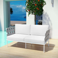 Outdoor Aluminum & Fabric Weave Loveseat