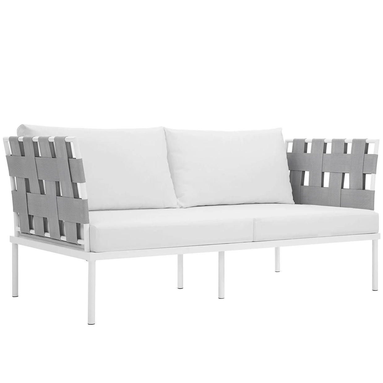 Outdoor Aluminum & Fabric Weave Loveseat