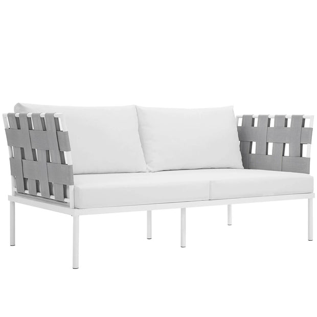 Outdoor Aluminum & Fabric Weave Loveseat