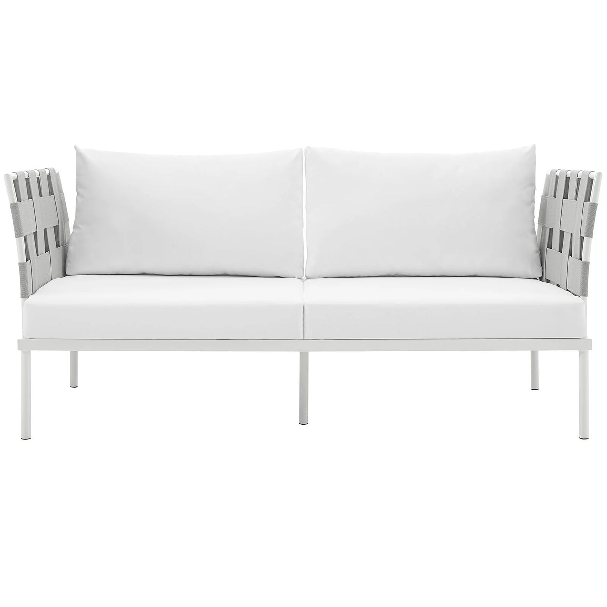 Outdoor Aluminum & Fabric Weave Loveseat