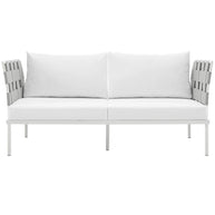Outdoor Aluminum & Fabric Weave Loveseat