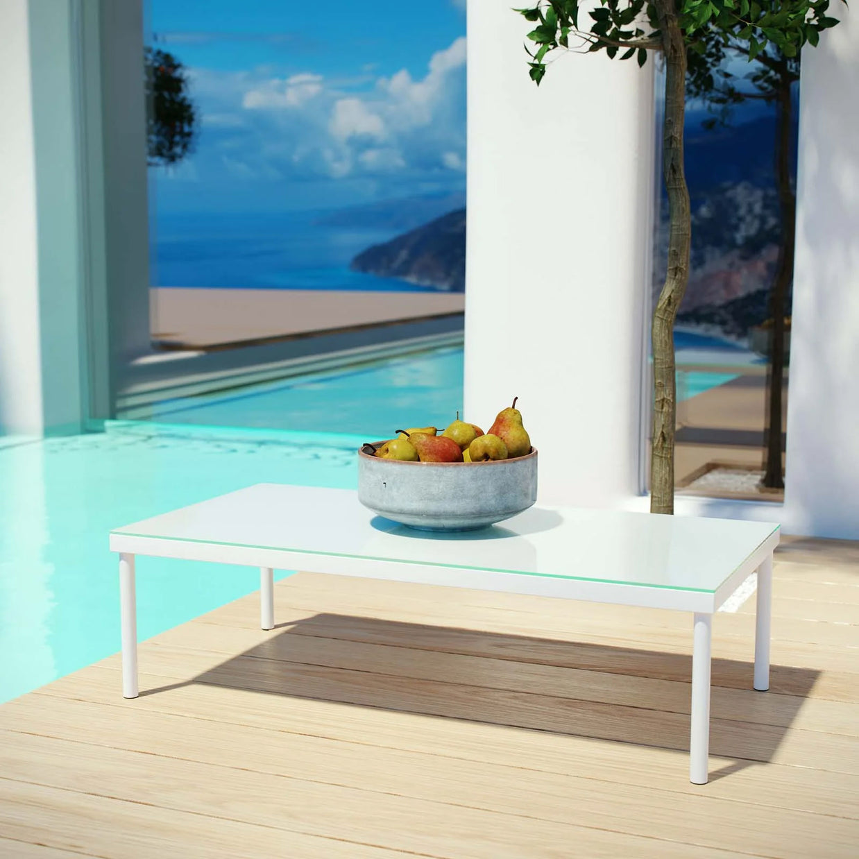 White Aluminum Outdoor Coffee Table