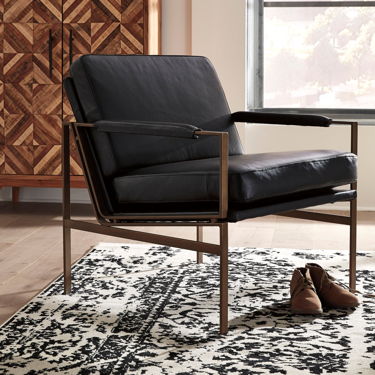 Contemporary Antique Leather Accent Chair