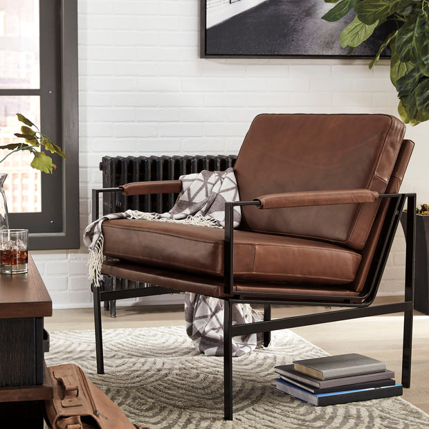 Contemporary Antique Leather Accent Chair