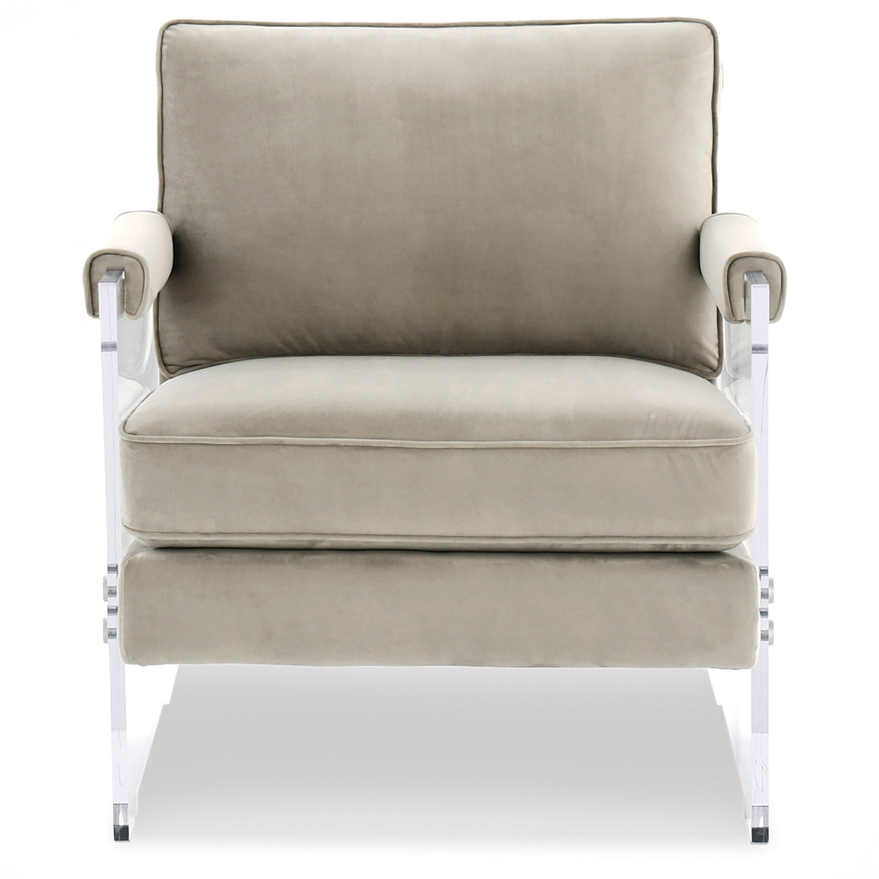 Acrylic & Taupe Micro Velvet Accent Chair