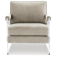Acrylic & Taupe Micro Velvet Accent Chair