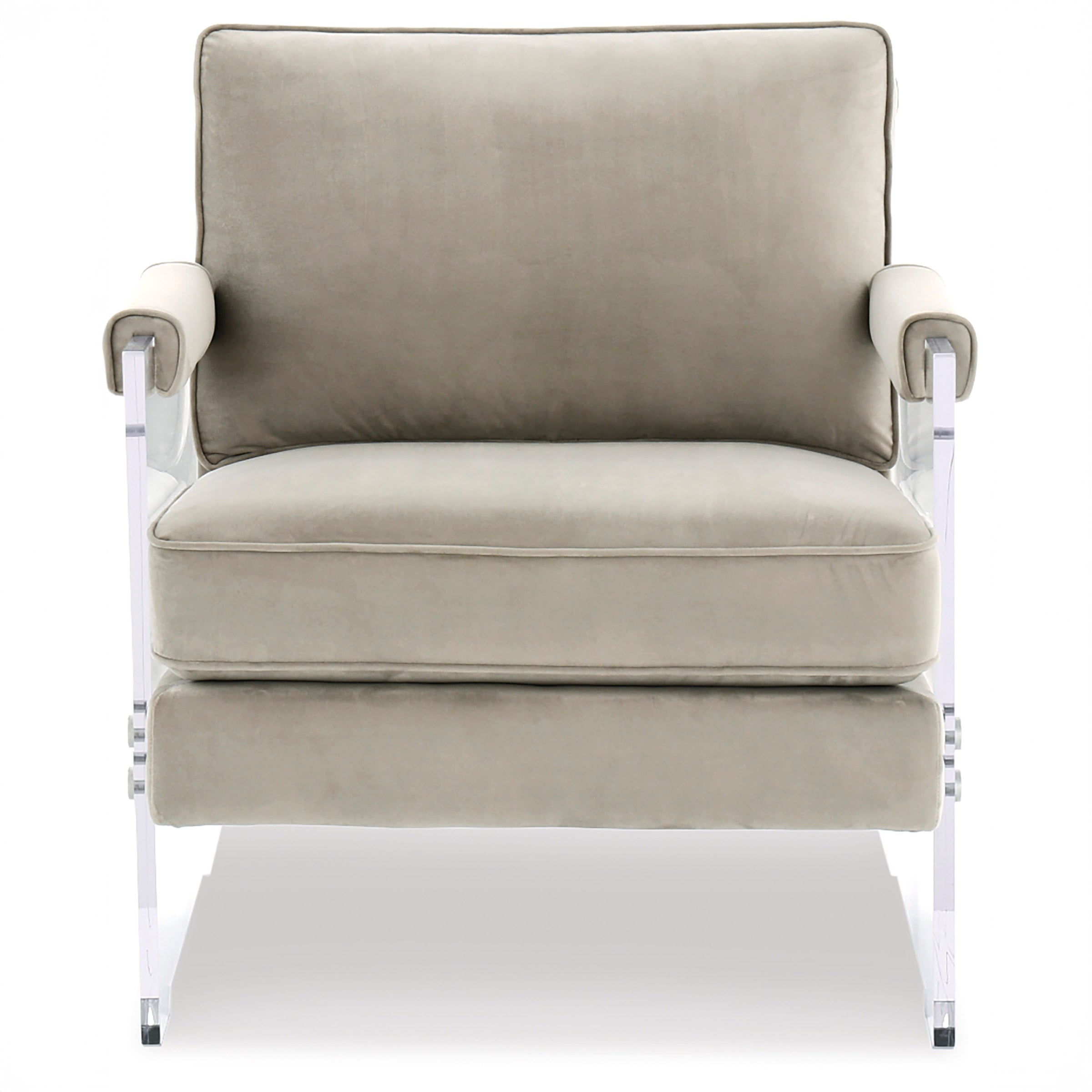 Acrylic & Taupe Micro Velvet Accent Chair