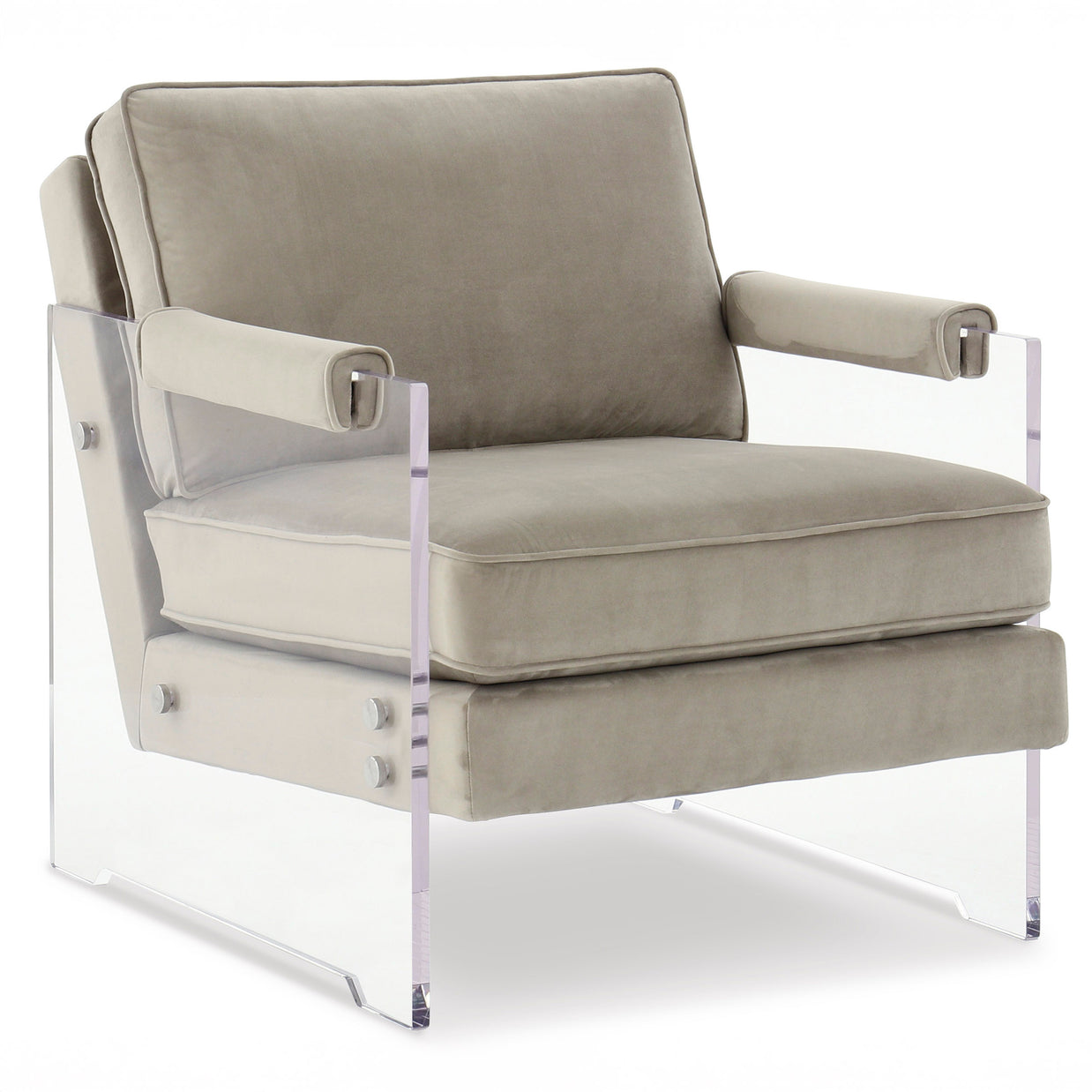Acrylic & Taupe Micro Velvet Accent Chair
