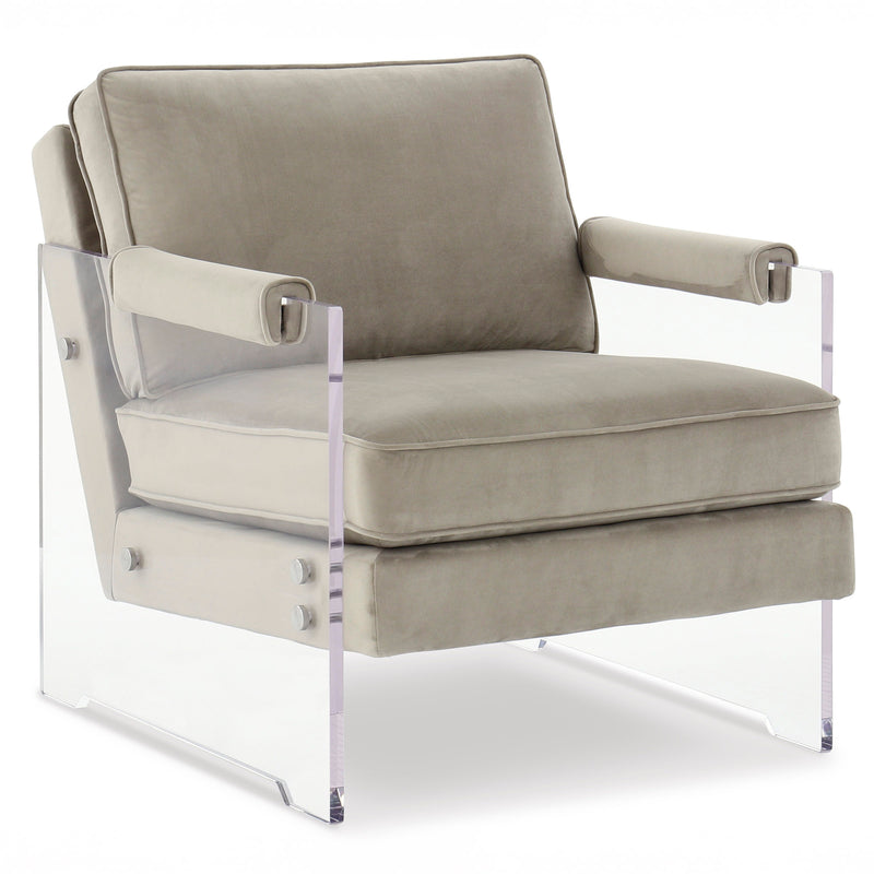 Acrylic & Taupe Micro Velvet Accent Chair