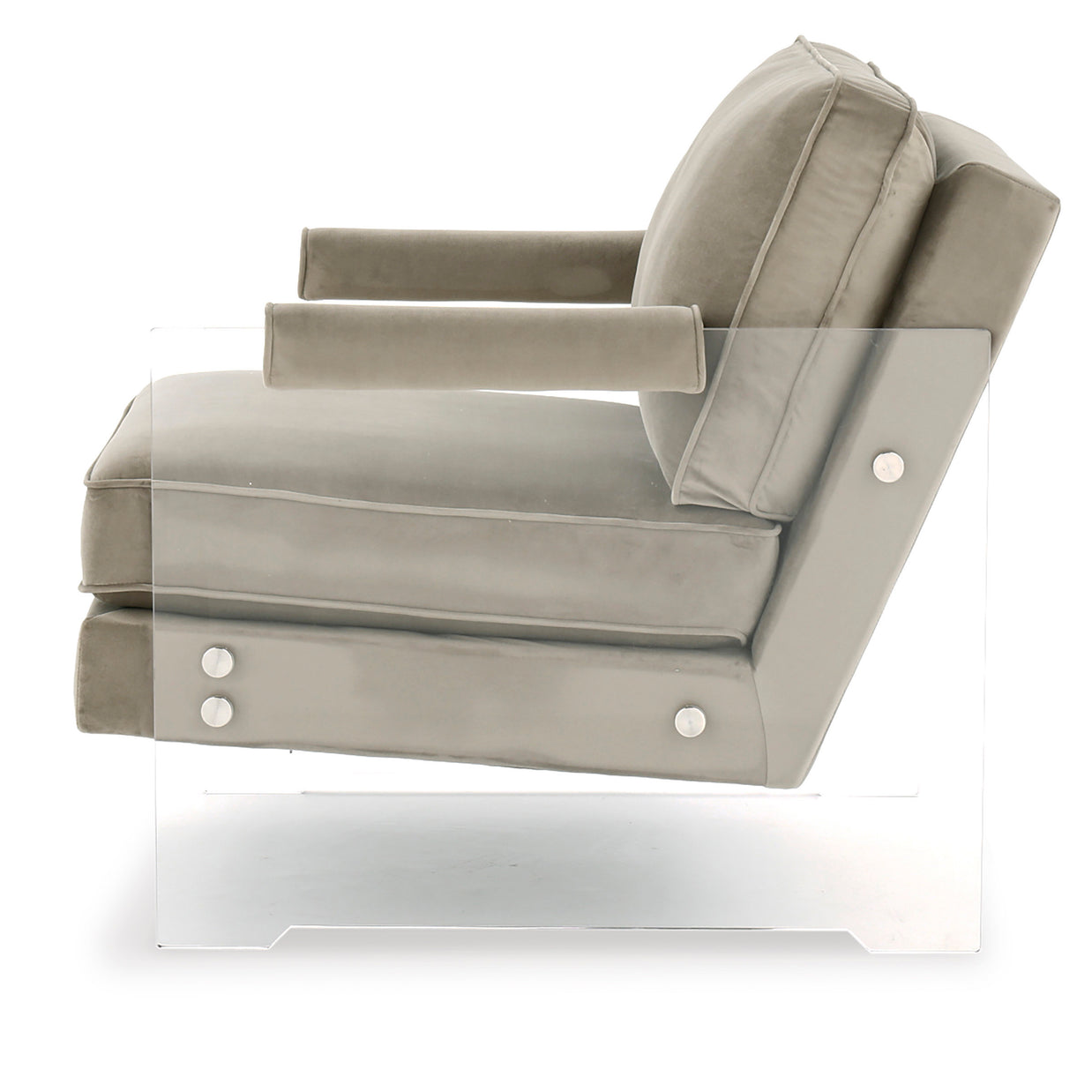 Acrylic & Taupe Micro Velvet Accent Chair