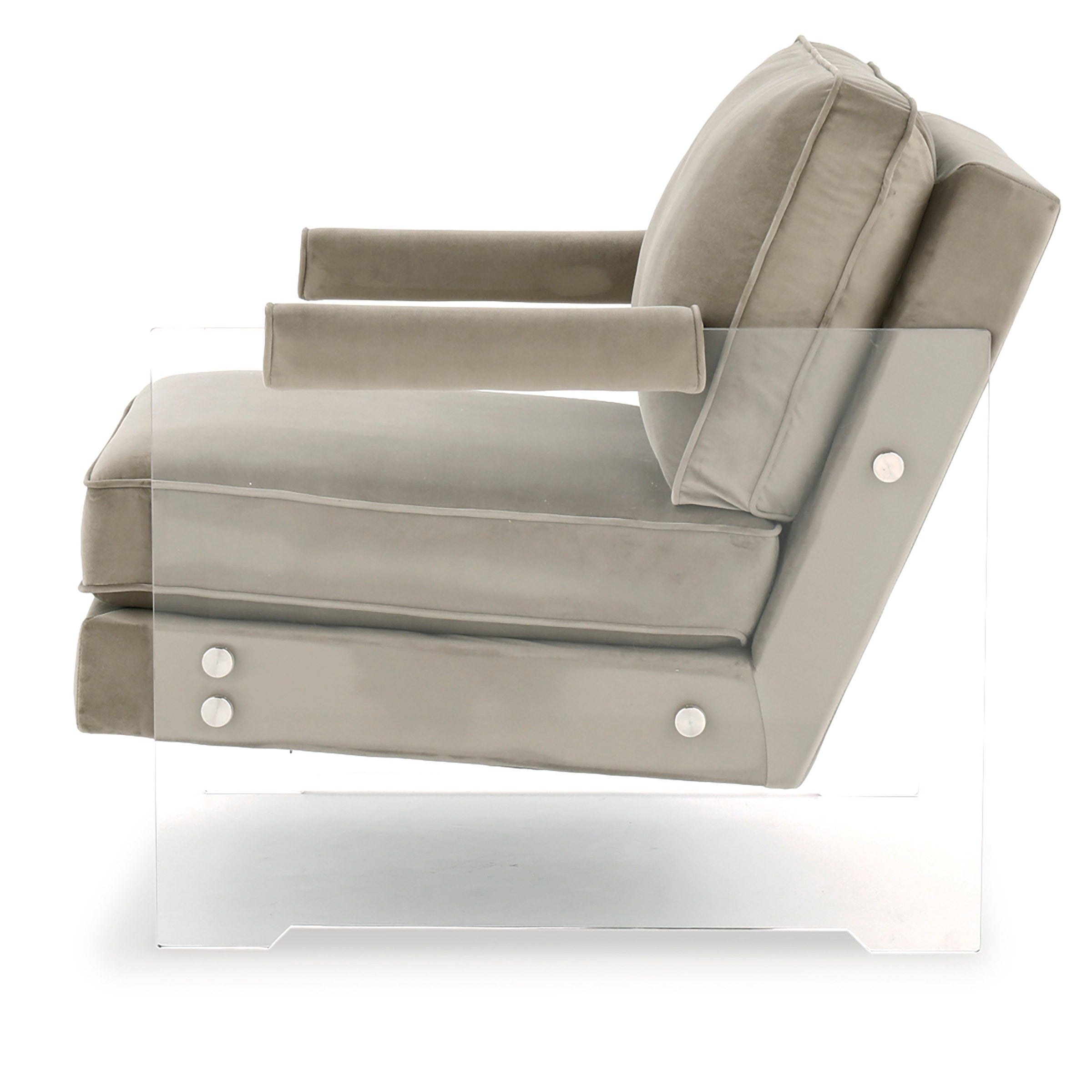 Acrylic & Taupe Micro Velvet Accent Chair