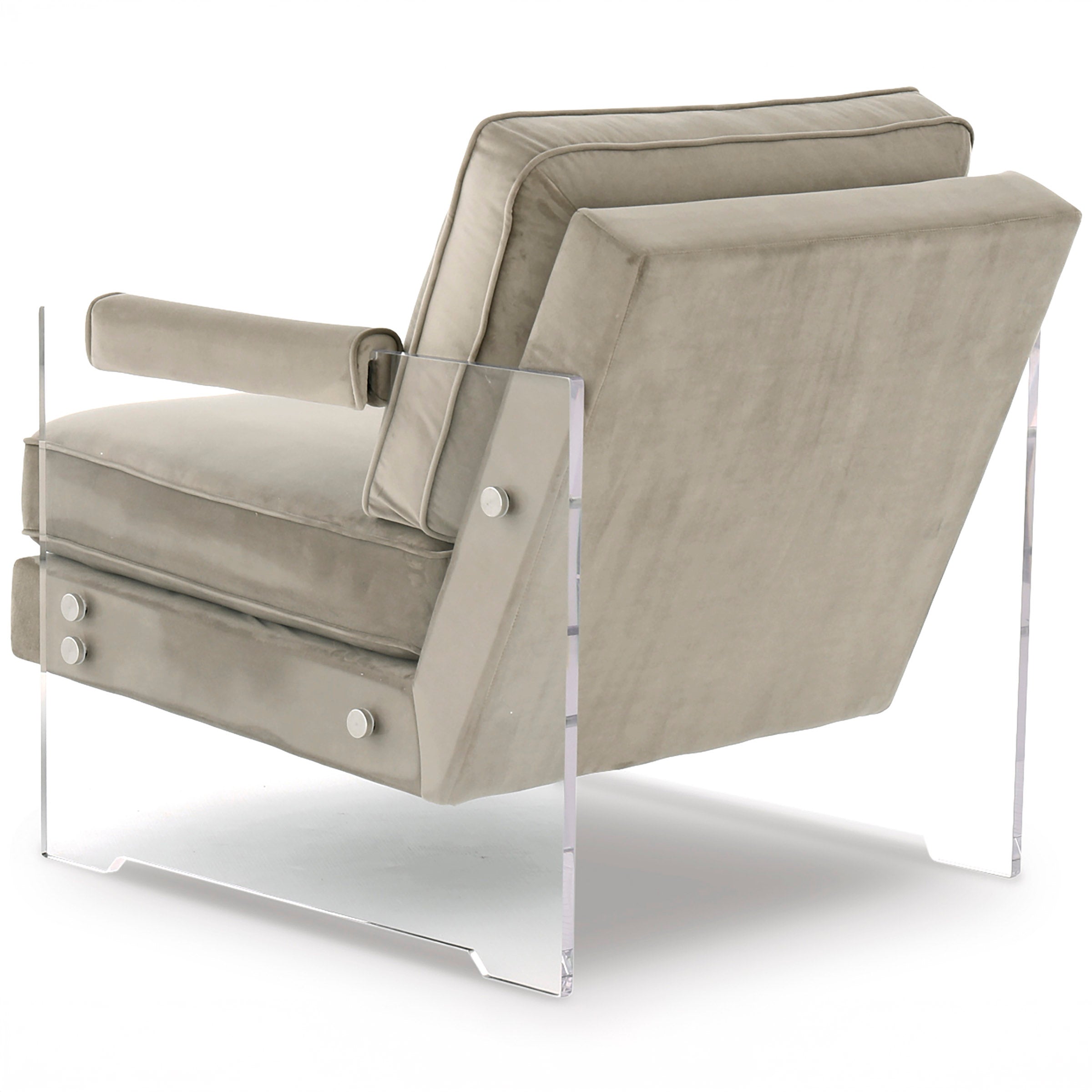 Acrylic & Taupe Micro Velvet Accent Chair
