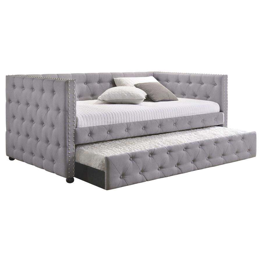 Gray Modern Tufted Daybed w/ Trundle