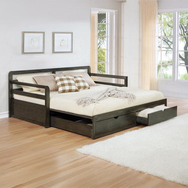 Gray Rustic Daybed w/ Extension Trundle
